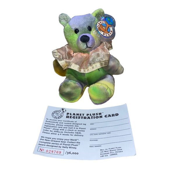 Planet Plush Bear In Original Case With Registration Card & Tag - Picture 5 of 15